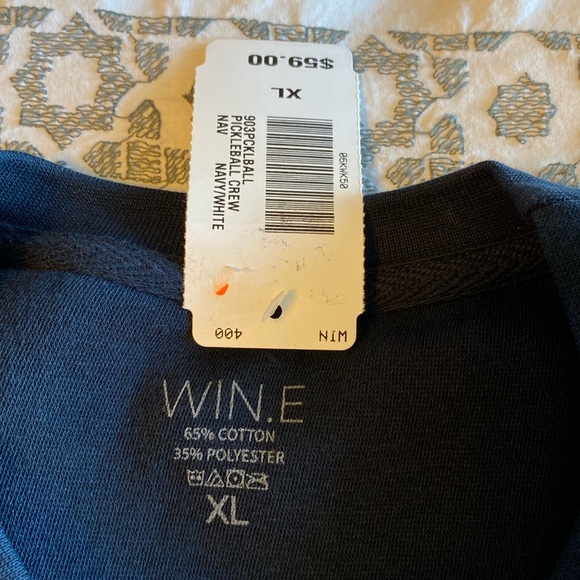 WIN.E navy blue white or grey pink pickleball sweatshirt NWT cotton blend sizeXL - Picture 7 of 9